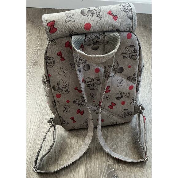 Disney Parks Gray Minnie Mouse Backpack Purse Bg Red Bows - Picture 4 of 7